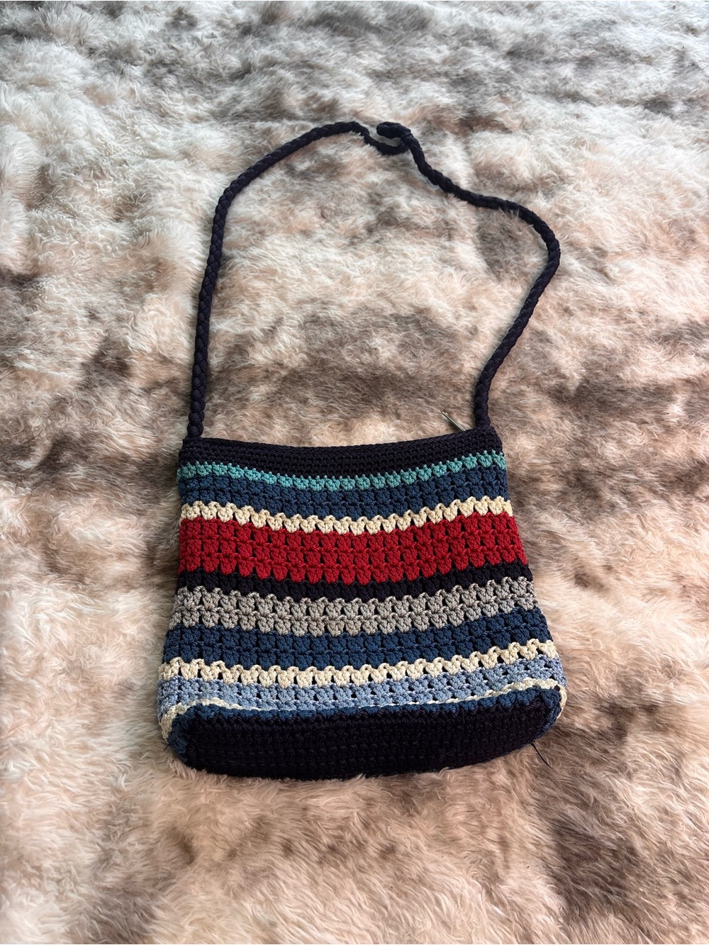 The Sak Navy Multicolor Crochet Shoulder Bag - Picture 1 of 5